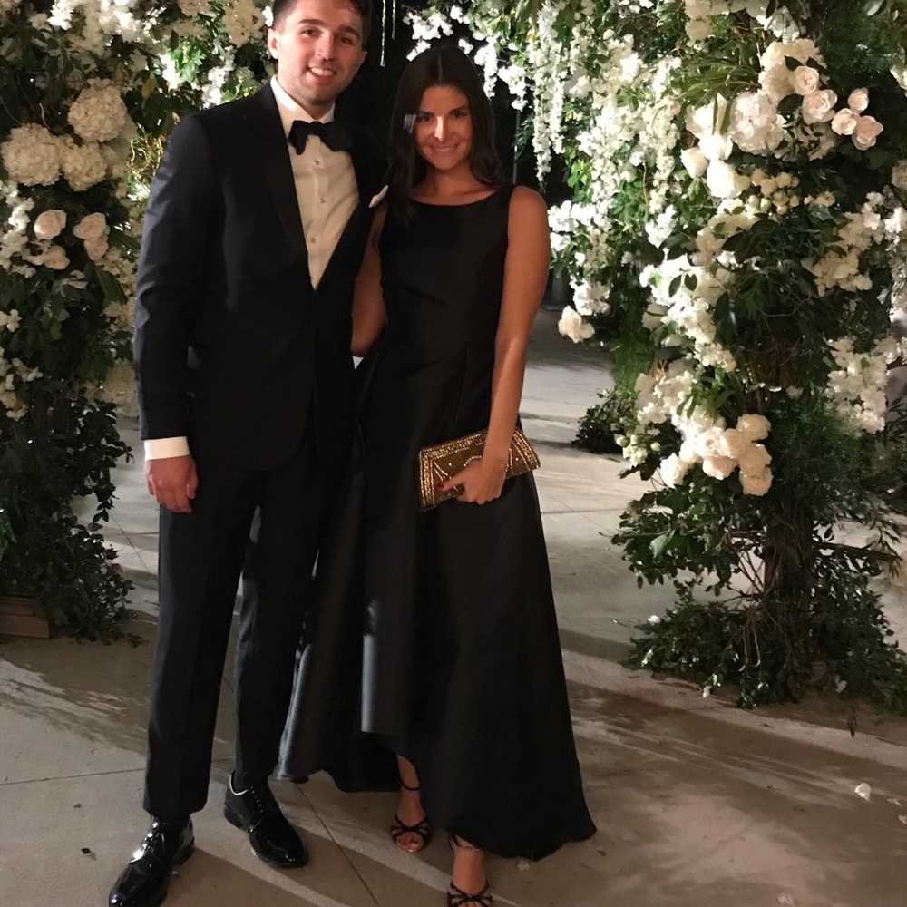 Adrianna Papell black High Low Arcadia Ball Gown.